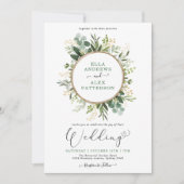 Moderne Grüne goldene Botanische Hochzeit Einladung (Vorderseite)