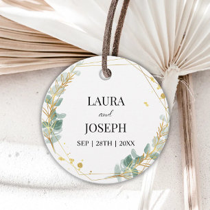 Moderne Grüne Goldene geometrische Hochzeit Geschenkanhänger