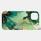 Moderne grüne goldene Marmor Monogramm Personalisi Case-Mate iPhone Hülle (Rückseite (Horizontal))
