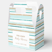 Moderne grüne Goldwasserfarbe Stripe Babydusche Geschenkschachtel (Geöffnet)
