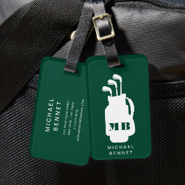 Moderne grüne Golf-Sport-Monogramm Gepäckanhänger