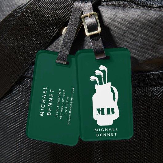 Moderne grüne Golf-Sport-Monogramm Gepäckanhänger