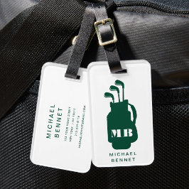Moderne grüne Golf-Sport-Monogramm Gepäckanhänger