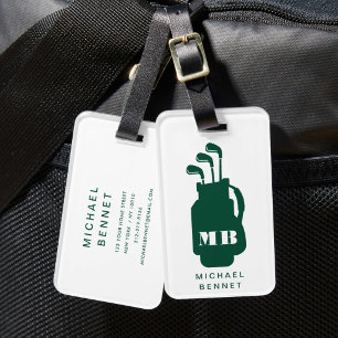 Moderne grüne Golf-Sport-Monogramm Gepäckanhänger