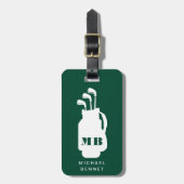 Moderne grüne Golf-Sport-Monogramm Gepäckanhänger (Vorderseite vertikal)