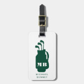 Moderne grüne Golf-Sport-Monogramm Gepäckanhänger (Vorderseite vertikal)