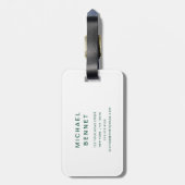 Moderne grüne Golf-Sport-Monogramm Gepäckanhänger (Rückseite vertikal)