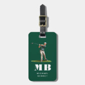 Moderne grüne Golfer-Sport-Monogramm Gepäckanhänger (Vorderseite vertikal)