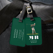 Moderne grüne Golfer-Sport-Monogramm Gepäckanhänger