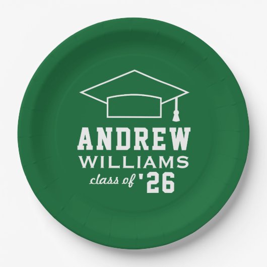 Moderne grüne Graduierungspartei Pappteller (Vorderseite)