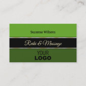 Moderne grüne Grenzen auf Schwarz mit Logo und Fot Visitenkarte (Vorderseite)