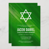 Moderne grüne Grunge Bar Mitzvah Einladungen (Vorne/Hinten)