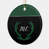 Moderne grüne Hirschgeweih-Monogramm Keramik Ornament (Links)
