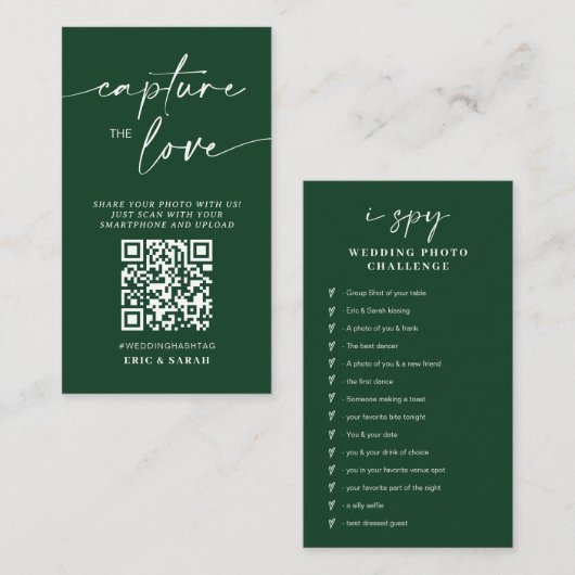 Moderne Grüne Hochzeit erobert den QR-Code der Lie Begleitkarte (Vorne/Hinten)