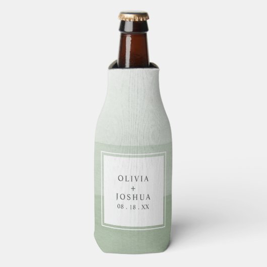 Moderne Grüne Hochzeit Flaschenkühler (Flaschenvorderseite)