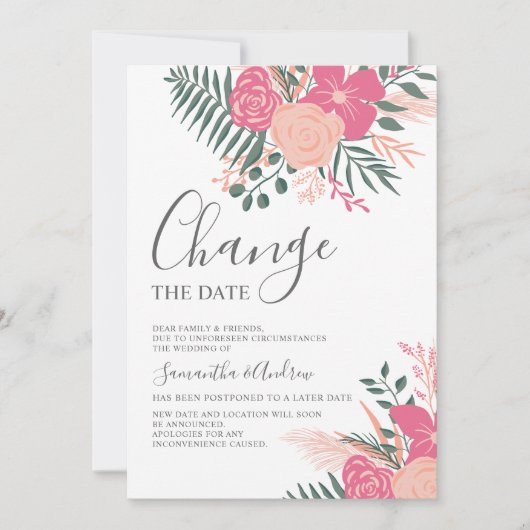 Moderne grüne Hochzeit im Frühling ändert das Datu Einladung (Vorderseite)