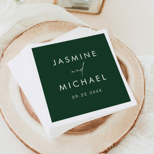 Moderne grüne Hochzeit im Skript-Stil Serviette