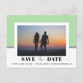 Moderne, grüne Hochzeit mit Minze Save the Date Fo Postkarte (Vorderseite)