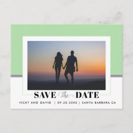 Moderne, grüne Hochzeit mit Minze Save the Date Fo Postkarte