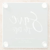 Moderne grüne Hochzeit retten das Datum Glasuntersetzer (Rückseite)