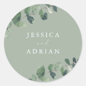 Moderne Grüne Hochzeit Runder Aufkleber (Vorderseite)