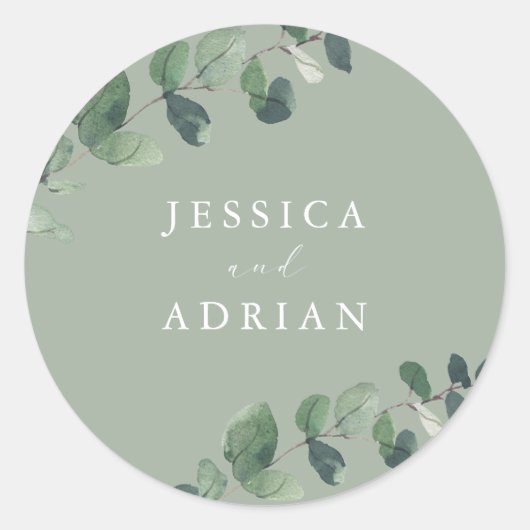 Moderne Grüne Hochzeit Runder Aufkleber (Vorderseite)