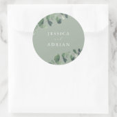 Moderne Grüne Hochzeit Runder Aufkleber (Tasche)
