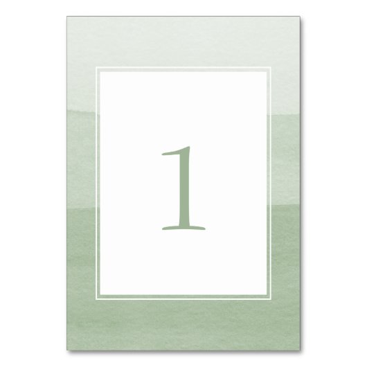 Moderne Grüne Hochzeit Tischnummer (Vorderseite)