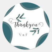 Moderne Grüne Hochzeit Vielen Dank Runder Aufkleber (Vorderseite)