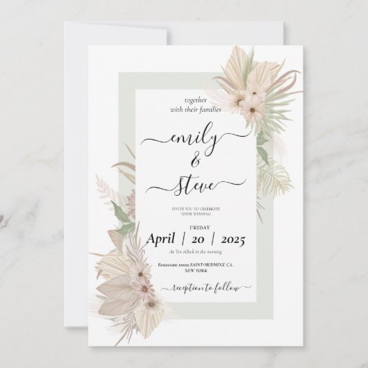 Moderne grüne Hochzeitseinladung Einladung (Vorderseite)