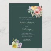 Moderne grüne Hochzeitseröffnungsfeiern und Blume  Einladung (Vorne/Hinten)