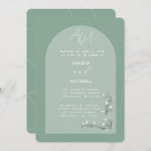 Moderne Grüne Hues Arch Hochzeitsfeier Einladung (Vorne/Hinten)