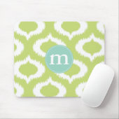Moderne grüne Ikat Diamanten personalisiert Mousepad (Mit Mouse)