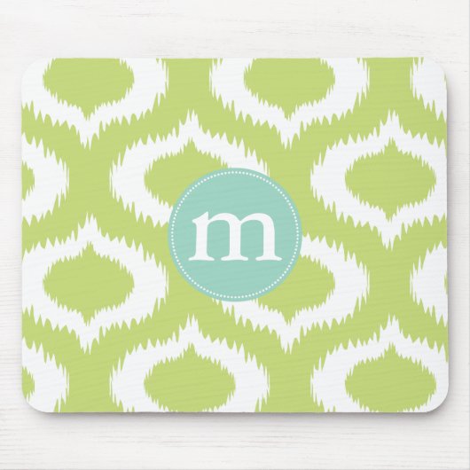 Moderne grüne Ikat Diamanten personalisiert Mousepad (Vorne)