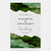 Moderne grüne Imitate - Goldene Hochzeit Willkomme Acrylschild (Vorderseite)