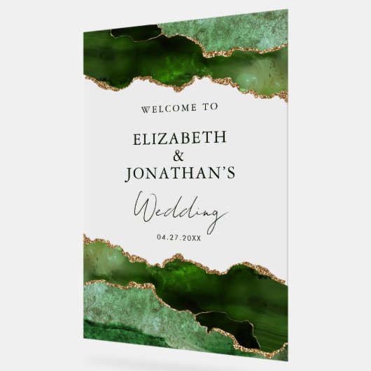 Moderne grüne Imitate - Goldene Hochzeit Willkomme Acrylschild (Winkel)