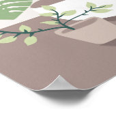 Moderne grüne Indoor-Pflanze Cat Illustriert Poste Poster (Ecke)