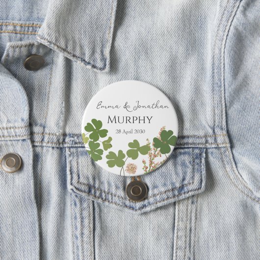 Moderne grüne Irische Leaf Clover Wedding Button (Beispiel)