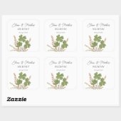 Moderne grüne Irische Leaf Clover Wedding Quadratischer Aufkleber (Blatt)