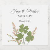 Moderne grüne Irische Leaf Clover Wedding Schaumweinetikett (Einzelnes Label)