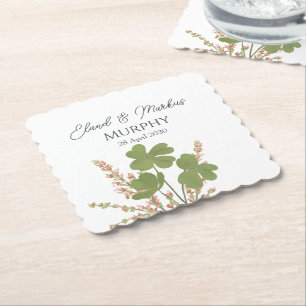 Moderne grüne Irische Leaf Clover Wedding Untersetzer