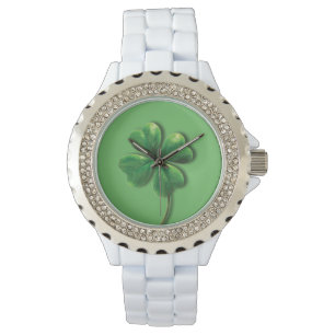 Moderne Grüne Irische Schamrock Armbanduhr
