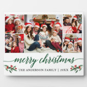 Moderne grüne Kalligrafie 5 Foto Weihnachten Fotoplatte (Vorderseite)