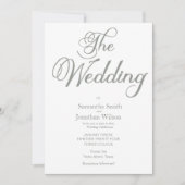 Moderne grüne Kalligraphie auf der Weißen Hochzeit Einladung (Vorderseite)