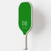 Moderne grüne karierte Monogramm Pickleball Schläger (Links)