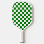 Moderne grüne karierte Monogramm Pickleball Schläger (Rückseite)