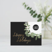 Moderne grüne Kleider Schwarze Firmenfeiertage Feiertagspostkarte (Stehend Vorderseite)