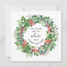 Moderne Grüne Komm Lasst Uns Ihn Anbeten Religiös Feiertagskarte