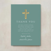 Moderne grüne Kreuztaufe Dankeskarte
