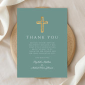 Moderne grüne Kreuztaufe Dankeskarte